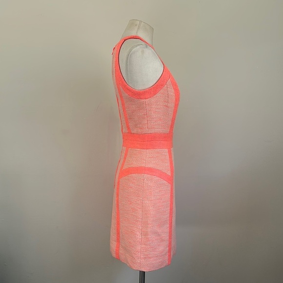Original Milly of New York Tweed Sheath Coral Sleeveless LINED Mini Dress sz 2 - Picture 4 of 7